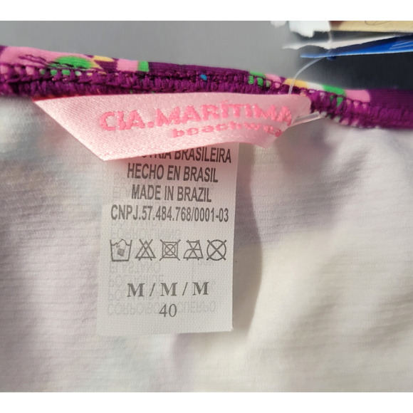 Cia Maritima Cheeky Bikini Bottom Womens M 40 Swim Side Tie Floral Retro New - Picture 12 of 14